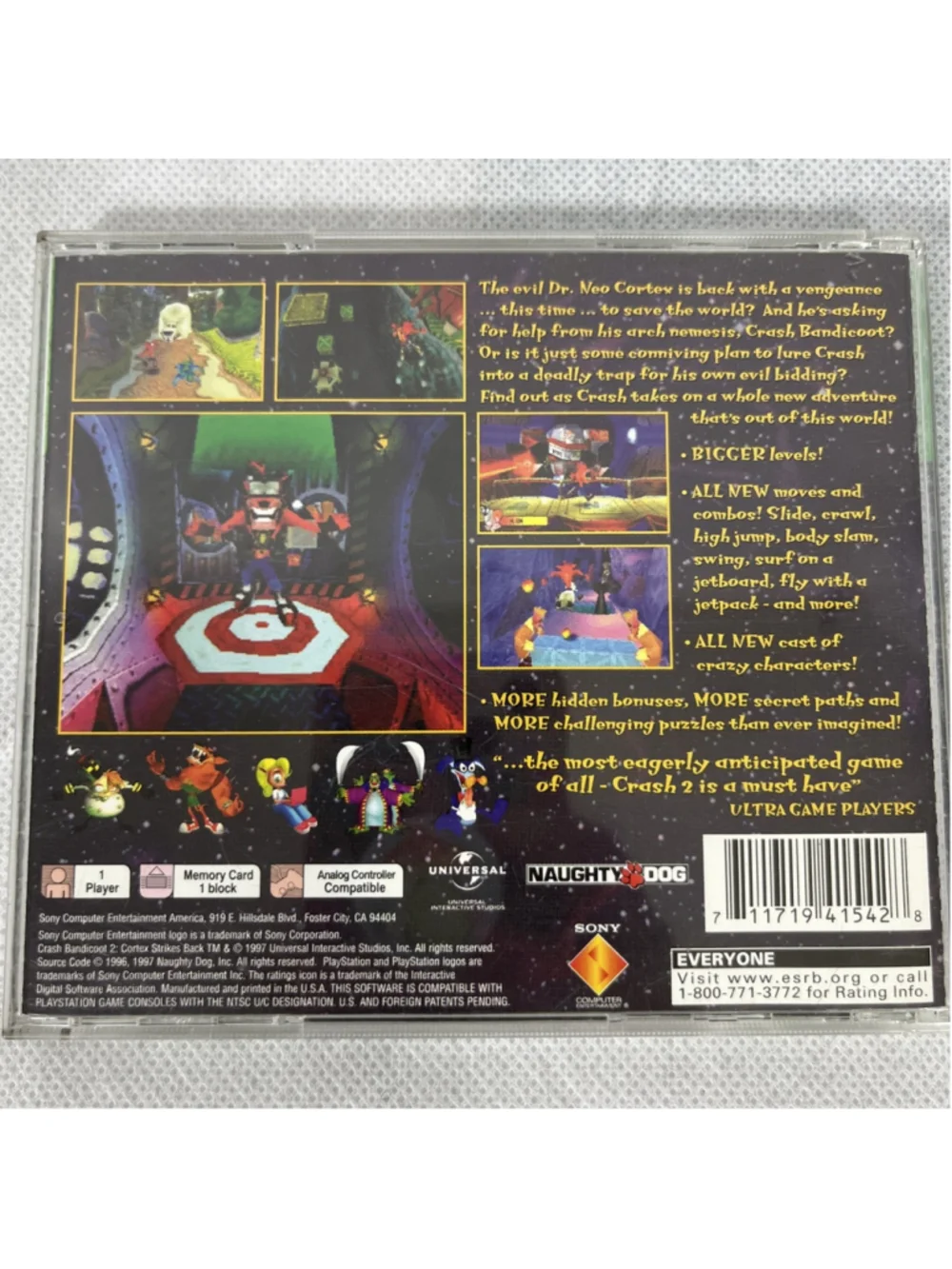 Crash Bandicoot 2: Cortex Strikes Back ( Sony PlayStation 1 PS1 2000) CIB Tested
